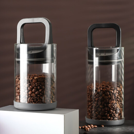
Meal General Coffee Can Exhaust Vacuum Sealing Can Round Glass Tea Can Coffee Beans Fresh Can Moisturizing Storage Can Vacuum Coffee Sealing Can 1050ml