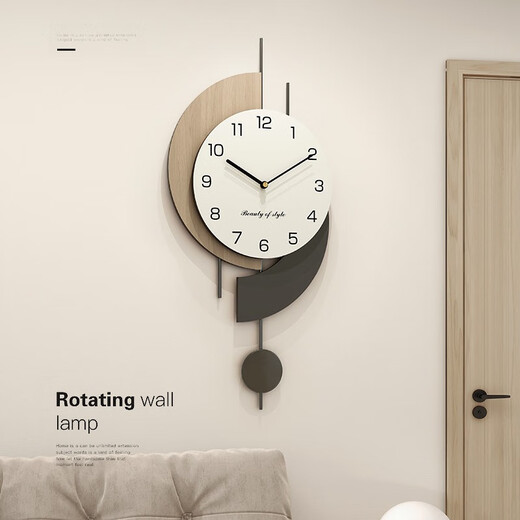 Yunya log cream style living room wall clock 2024 new Internet celebrity clock modern simple clock home punch-free wall clock Shuangxin log wall clock 70cm*32cm