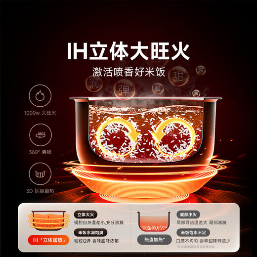 Mijia Xiaomi IH Rice Cooker S1 for 2-3 people at home, multifunctional rice cooker, non-stick pot for cooking porridge and rice, smart reservation, first-level energy efficiency, with steamer 3 liters, national subsidy