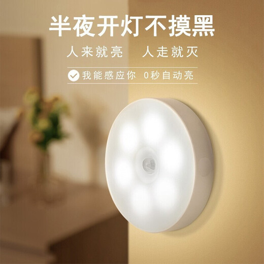 Dajiuwei Human Body Sensor Lamp Smart Night Light LED Light Control Charging Home Wardrobe Aisle Corridor Wiring-free Bedside Lamp White Light Charging Induction Model