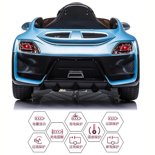 Zhuanshi children's electric car four-wheeled remote control car for men and women, baby toy car, swinging four-wheel drive stroller, four-wheel drive large battery, painted blue + fully configured