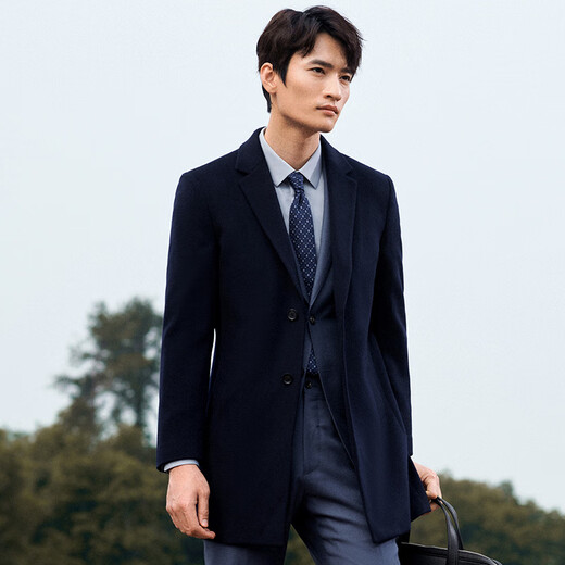 Annonce Bird Coat Vêtements pour hommes [Cachemire chaud] Automne Men's Business Formel Wear Chester Laine Coat Veste Top Nanny Blue L -48 (175/96)