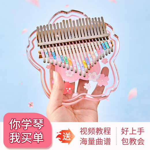前谷（CEGA）女孩玩具拇指琴生日礼物男孩早教乐器卡林巴儿六一童节礼物 21音粉色幸运草+布袋