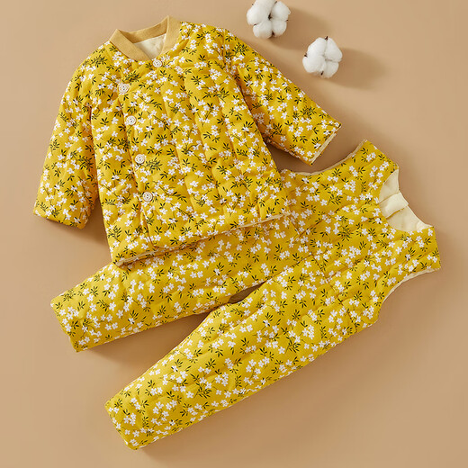 Mianguduo baby pure cotton handmade cotton jacket and cotton pants baby winter thickened cotton coat children's overalls suit winter liner Impression Bunny 80 yards (suitable for 6-12 months)