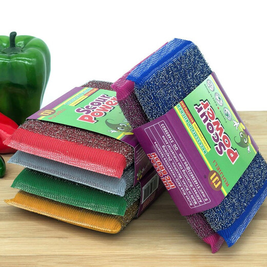 Mengdi Home Steel Wire Sponge Dishwashing Cloth Steel Wire Cloth Kitchen Stainless Steel Scouring Cloth Dishwashing Steel Ball Sponge Scrubbing Pot Cleaning 2 pieces (enlarged version)