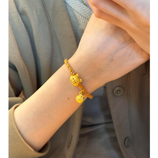 Long-colored gold-colored pop-pop style Winnie the Pooh honey jar pendant bracelet woven auspicious gold transfer beads cute little bear bracelet