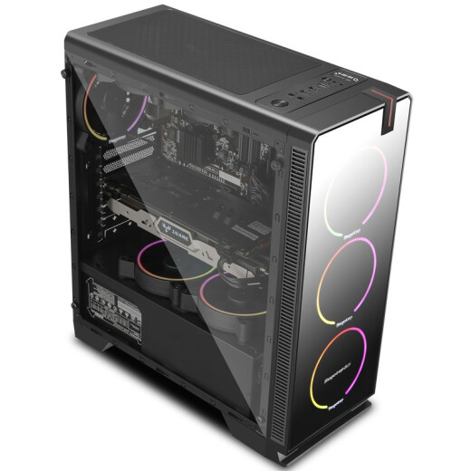 Segotep Guangyun 7plus black chassis (full side see-through design/240 cold row/ATX large board position/independent power supply compartment/U3 backline e-sports game chassis)