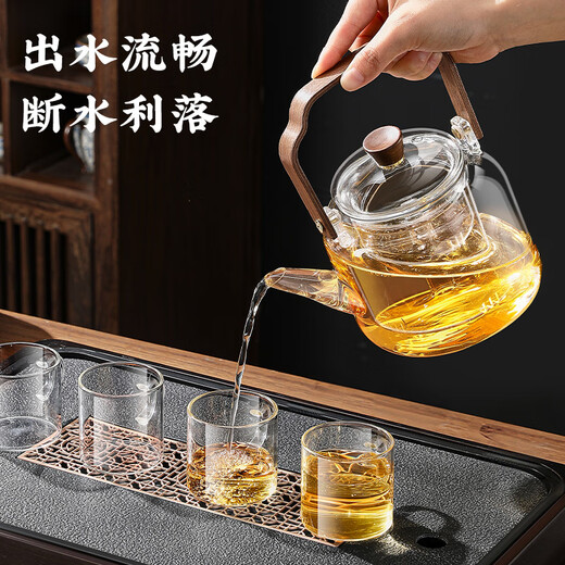 PAKCHOICE teapot all-glass kettle steaming all-in-one stove-top teapot lifting beam tea health flower teapot high temperature resistance