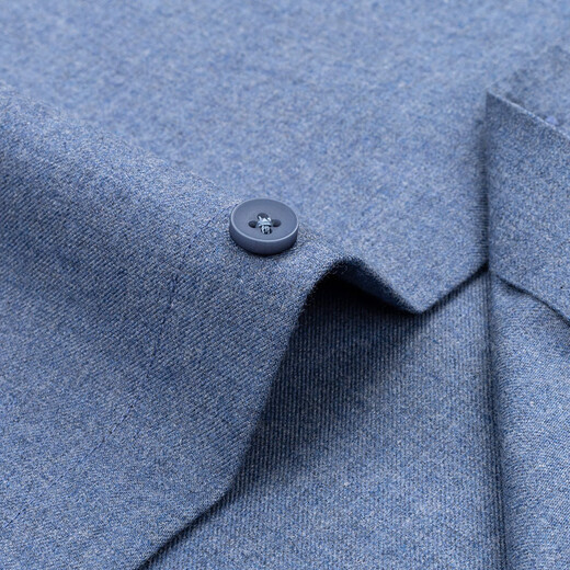 Shanshan pure cotton brushed shirt men's long-sleeved business casual young and middle-aged cotton solid color shirt men blue 42
