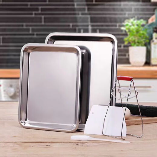 Wilkie rice roll steaming plate rice roll tools, a complete set of household packages, thickened Guangdong rice roll steaming plate, special stainless steel steaming plate, 2 rice roll steaming plates, 5-piece set 23cmX15cm