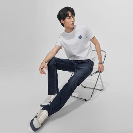 Lee723 Slim Mid Winist Fees rectos Azules Azules delgados Jeans fríos Pantalones de moda