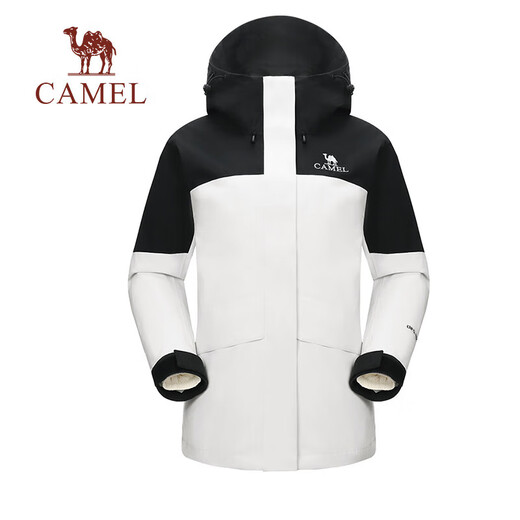 
Camel (CAMEL) three-proof down jacket for men and women three-in-one jacket for autumn workwear phantom black waterproof mountaineering suit 1098Y, wood color/black night blue, women XL