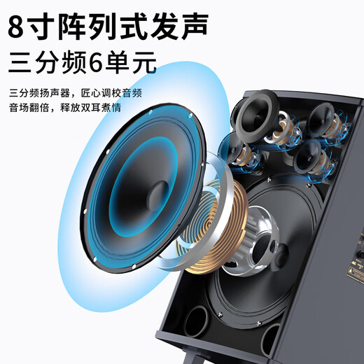 CHIGO square dance Bluetooth speaker subwoofer outdoor large volume outdoor karaoke sound card audio playing and singing 18-inch luxury version + wireless microphone X1 + 32GU disk