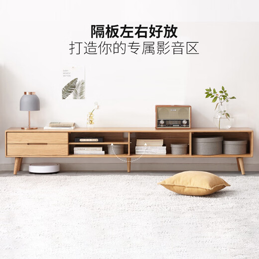 源氏木语实木电视柜现代简约橡木储物柜电视墙小户型客厅原木地柜 原木