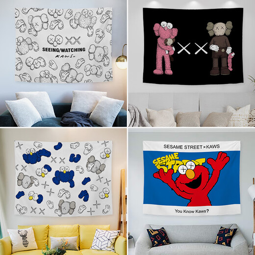 Nianrou Nordic Brand Trendy Sesame Street Fond Cilot Ins Hanging Tissu Room Disposet Dormitory Decoration Décoration Internet Célébrité Tapasches GT677 Largeur 100cm - Hauteur 75cm (collection et achat + package d'installation)