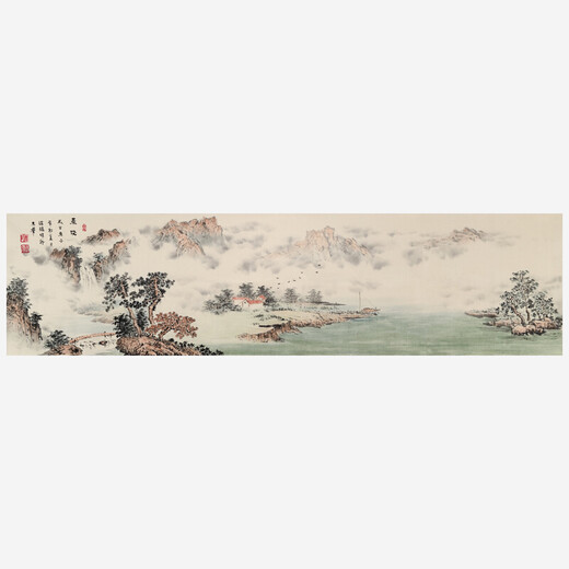 Langcaifang ink landscape painting hand-painted office study tea room living room Chinese style hanging picture framed high-end traditional Chinese painting authentic A Chenxiao framed 168*48cm (recommended)