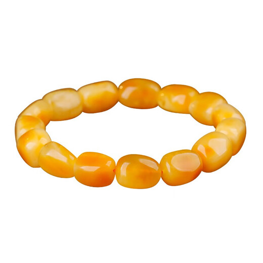 Ouchini Beeswax Style Bracelet Natural Raw Stone Amber Bracelet Chicken Oil Yellow Single Ring Russian Material Chinese Valentine's Day Gift 13-14g One item, one certificate, supports re-inspection
