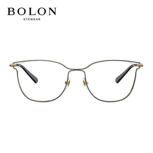 Tyrannosaurus (Bolon) Myopia Gläsen Katzen-Eye-Titan-Rahmen Metallgläser kann mit Anti-Blau-Strahlungsbrillen für Frauen BT1392 B12-Gold/Hellschwarzes Gesicht ausgestattet werden