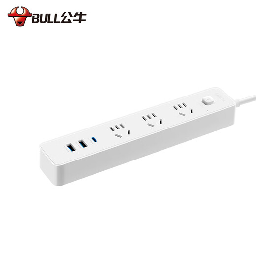 
Bull (BULL) 20W PD Apple fast charging socket/wire board/plug/connector board Type-c port + USB port + 3 jack Full length 3 meters white GNV-UU4203 main control switch