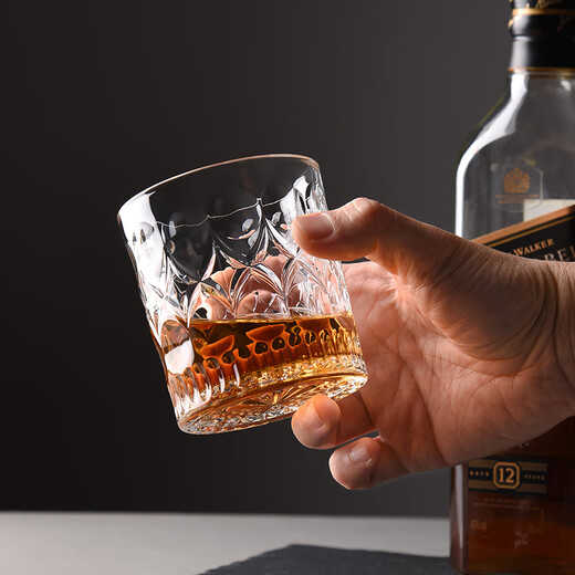 CLITON glass whiskey glass thickened retro European ice flower spirit glass foreign wine glass water glass glass 2 pieces