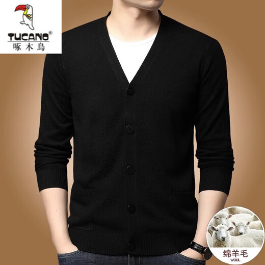
Woodpecker (TUCANO) high-end autumn and winter knitted wool cardigan for men's middle-aged solid color long-sleeved V-neck button sweater jacket men's clothing gray K007 170/L recommended 120-140Jin [Jin equals 0.5 kg]