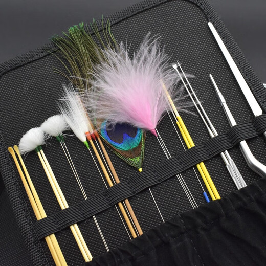 Xiaoyao Wang professional ear picking tool set, ear picking luminous ear picking spoon, ear cleaning goose feather stick, visible hand light, chicken crane feather stick, pink set (thumb lamp) 1 piece