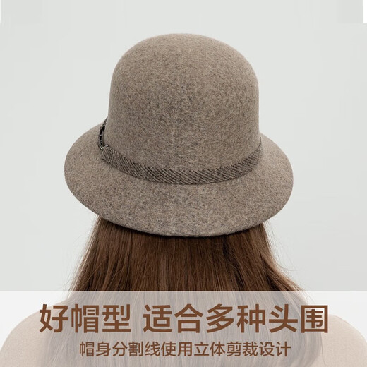SOMUBAY Mom Hat Women's Autumn and Winter Woolen Basin Hat Winter Warm Fisherman Hat Versatile Elegant Western Style Hat Camel Default