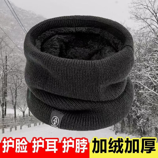 Xunliba scarf winter men's warm neck scarf women's velvet thickened cold mask cycling windproof face and neck scarf knitted velvet scarf gray