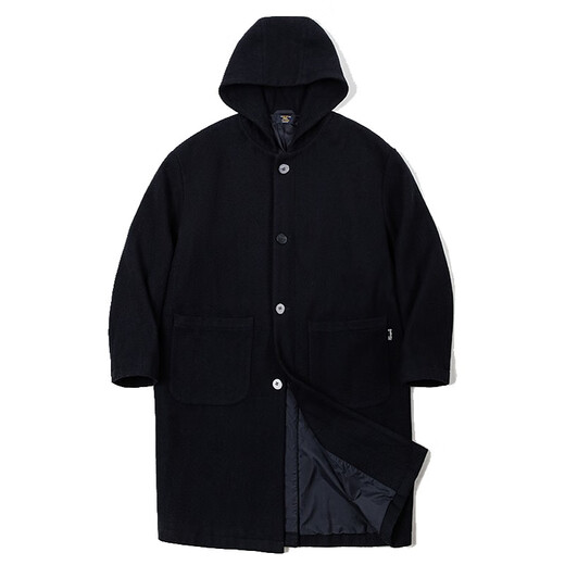 
Maden Workwear American retro college style wool woolen coat hooded warm mid-length wool jacket men's winter navy blue S (165)
