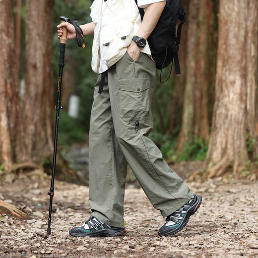 顶峰保罗（Dingfengbaoluo）户外冲锋裤子男春夏季山系休闲宽松工装直筒长裤子29018军绿XL