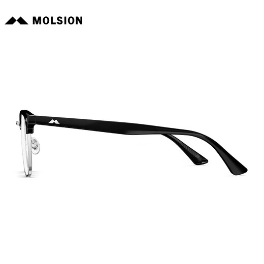 MOLSION陌森眼镜框架肖战同款眉架钛眼镜男女配度数防蓝光MJ6195 B15银色|亮黑 单镜框