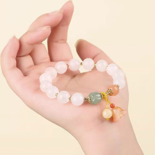 BOSFRU Afghan Jade White Jade Bracelet Women's Original Design Good Luck Orchid of the Valley Premium Hand Accessory Simple Sweet Gift Orchid of the Valley Pendant Bracelet