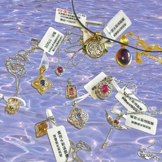 KLUCK gold store model silver natural tourmaline citrine ruby tanzanite translucent topaz super seven necklace natural pink tourmaline S925 silver (all accessories are princess