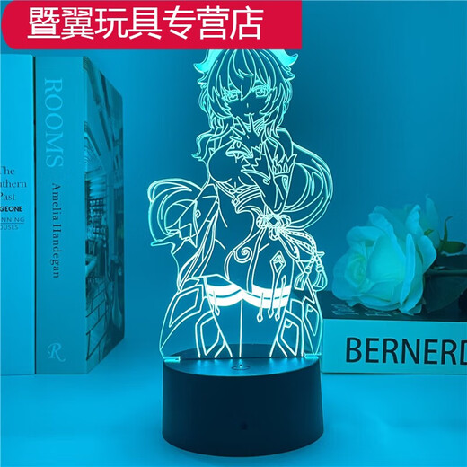 展坤*周边刻晴胡桃凝光芭芭拉温迪钟离七彩小夜灯游戏摆件 6301甘雨 6228温迪 黑色7色触控款