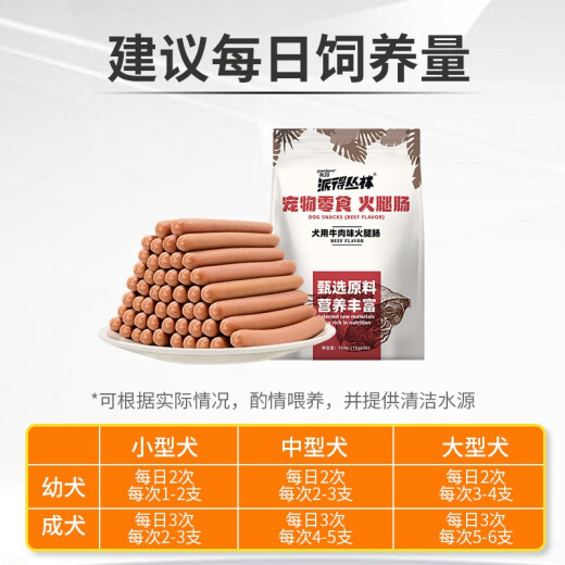 Pide Dog Snacks Dog Ham Sausage Adult Dog Puppy Dog Training Reward Snacks Beef Flavored Ham 900g (60 pieces)