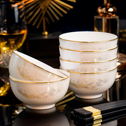 Yichen Jingdezhen ceramic bowls and dishes complete set of bowls and dishes for home use 2025 high-looking bowls and chopsticks as housewarming gifts