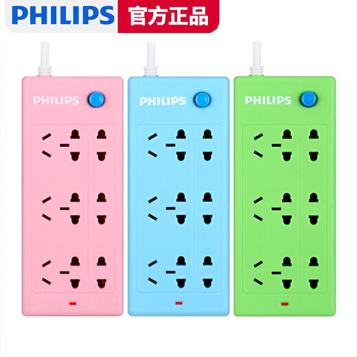 
Philips (PHILIPS) row plug panel multi-hole position line board terminal board USB power converter drag board main control switch socket plug 6-position combination hole total control - 1.8 meters - white Others