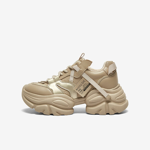 
Baisitu 25 spring fashion outdoor sports dad shoes thick soles women's casual shoes B9738AM5 apricot color 34