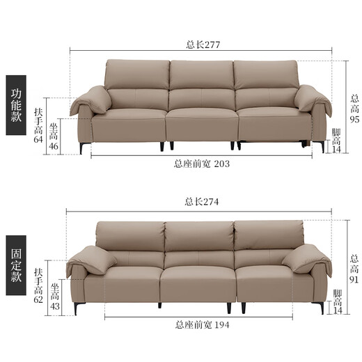 Gujia Home Función Eléctrica Sofá Sofá Pasquillo Italiano Sofá de pared cero 6212 Cuero fijo 1253 Subsidio nacional [Phantom Black] Tres personas 2 Electric 2.77m