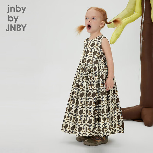 jnby by JNBY江南布衣童装无袖连衣裙夏可爱图案休闲中长款裙子女童1N5G12350 248杂咖 100 cm
