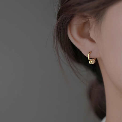 Hao Geely 18k gold earrings women's hoop earrings light luxury niche design earrings trendy exquisite ear buckle gold-plated gift gold