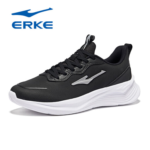 Hongxing Erke Herrenschuhe 2025 Frühling Neue Männer-Sportschuhe Schwarz weiche Sohle nicht rutschfeste Anti-Splash- und Wasserspritzfreiheit Travel Schuhe Schwarz/zirkulierende graue (Lederoberfläche Anti-Splash) 3523 38