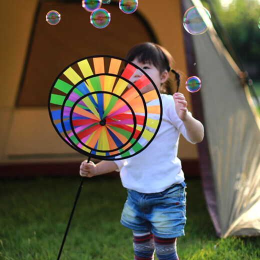 Tower Mengyu Windmühle Spielzeug Kinder Dreifach Regenbogen Wufe Windmühle Set sinnliches Camping Neujahr im Freien Camping Kindergarten