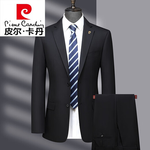 Pierre Cardin Worsted Wool Suit Men's High-end Middle-aged Men's Business Formal Wedding Suit Knitted Black MY7001 Style 170 Size Recommended 100Jin Jin is equal to 0.5kg -125Jin Jin is equal to 0.5kg