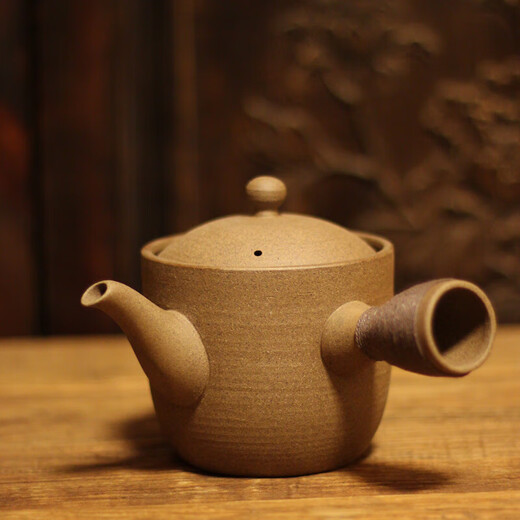 理卫家用煮茶烧水纯手拉老岩泥侧把大容量柴烧陶壶日式紫砂容天泡茶壶 松柏木柴烧款12353 701mL(含)-800mL(含)
