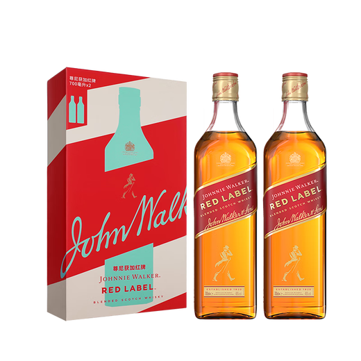 Johnnie Walker (Johnnie Walker) Wine, Square Rouge, carton rouge Boîte cadeau 700 ml * 2 bouteilles, Whisky mixte écossais