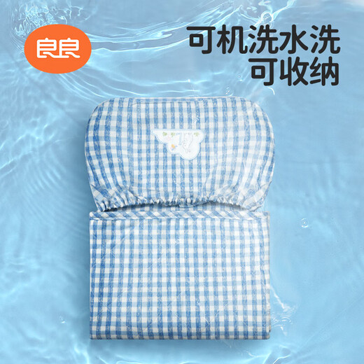 Liangliang (liangliang) baby linen cotton urine separator pad portable baby diaper pad care mattress breathable waterproof and washable [blue portable plaid style] 90*45cm Suitable for 90x45cm