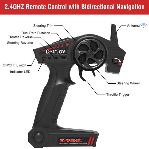 Bateau à grande vitesse télécommandé OMOTIYA pour enfants de 8 à 12 ans 20 km/h 4 canaux 2,4 GHz