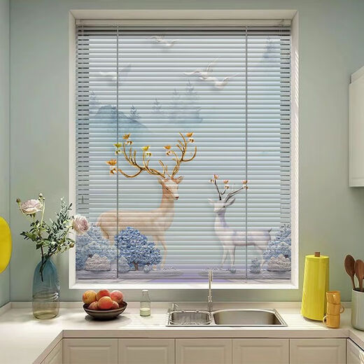 Lei Lian Deer punch-free printed blinds blackout lifting roller blinds kitchen bathroom bedroom living room office home Shen Yun new bead upgrade_printing