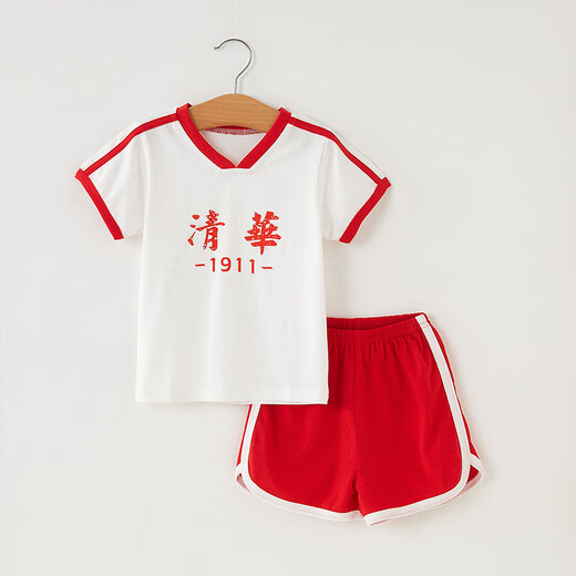 Shanou 2025 summer new baby summer suit boys' thin split Tsinghua North Korean children one-year-old clothes cotton set GML short-sleeved cover-Beijing Hong 80 CM